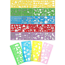 24 Pcs Drawing Art Stencil Reusable Plastic Scrapbook Kid Painting Graphics Stencils Diy Template Set for Card, Journals,albums, Diary, Window, Wall D
