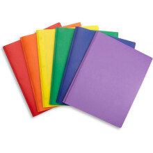 6 Pack Multicolor Plastic Two Pocket Folders with Prongs, Plastic Folders with 2 Pockets and 3 prongs, 2 Pocket Plastic Folders for School, Home, and