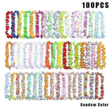 50pcs/100pcs Hawaiian Necklace Tropical Hawaii Cloth Flower Wreath Party Decor,50pcs