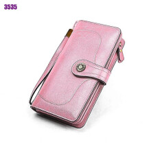 Womens Wallet Long Large Oil-waxed Leather Clutch Wallet Wristlet Organized Purse -6