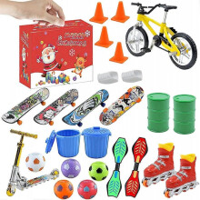 Finger Skateboards Advent Calendar,christmas Countdown Mini Finger Toys Set with Bikes Ice Skates