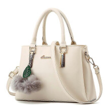 Women Top-Handle Bag Shoulder Bag Pom Pom Decoration Ladies Tote Bag Messenger Bag Travel Waterproof PU Leather -5