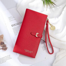 Leather Long Purse, Cute Women Leather Wallet Fashion Ladies Clutch Holder Case Leaf Pendant Coin Zipper -1