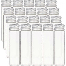 20Pcs 20ml Glass Sealed Bottle with Screw Aluminum Cap Clear Liquid Sample Vial for Pill Powder Ornament Bottles