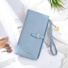 Leather Long Purse, Cute Women Leather Wallet Fashion Ladies Clutch Holder Case Leaf Pendant Coin Zipper -2