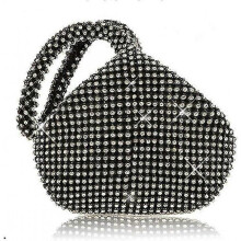 (Black) Women's Evening Bag Sparkly Rhinestone Purse Triangle Designer Chain Clutch Purse Bag Party Prom Wedding Purse