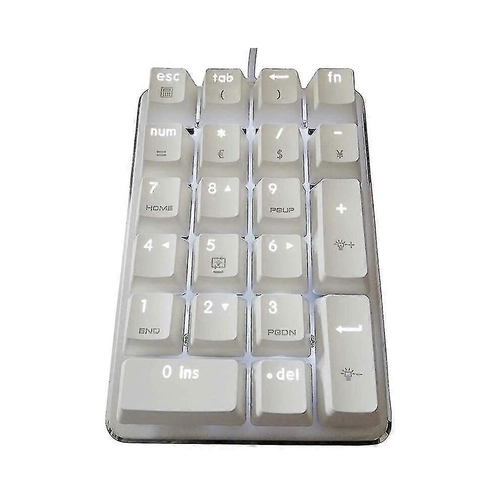 (As Show, One Size) 21 Keys Backlit Mechanical Numeric Keypad Numpad With Cherry Switches For Notebook Deskt White/Blue 4632480832053