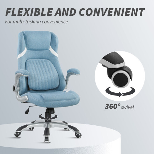 Vinsetto (Blue) Vinsetto Fabric Office Desk Chair w/ Adjustable Height Tilt Function 2