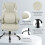 Vinsetto (White) Vinsetto Fabric Office Desk Chair w/ Adjustable Height Tilt Function 9