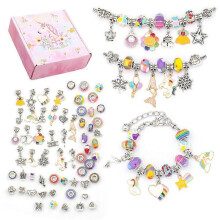 Upgraded Colorful Crystal Beaded Bracelet Diy Kids Jewelry Unicorn Cute Gift Box Set