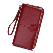 Ladies Purse Wallet with Double Zipper Coin Purse PU Leather Phone Wallet for Women Large Capacity Long Clutch Wallet -1