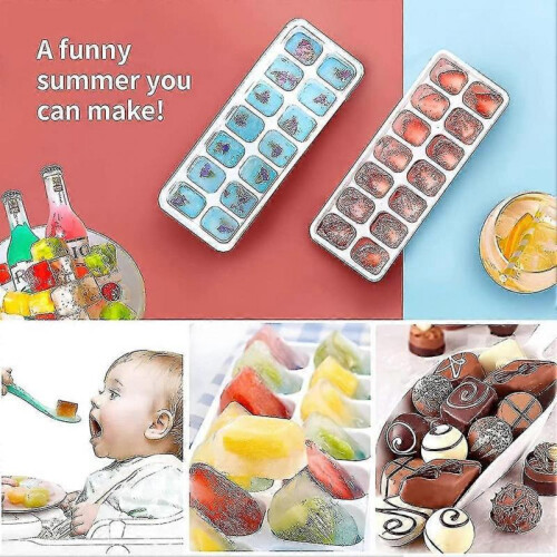 Ice Cube Mold, Pack Of 4 Silicone Ice Cube Molds with Lid, Space-saving 1