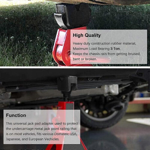 4 Pack Jack Rubber Pad Adapter for Jack Stand Universal Rubber Slotted Frame Rail Pinch welds Protector 2 Types Floor Jack Pad Adapter 2
