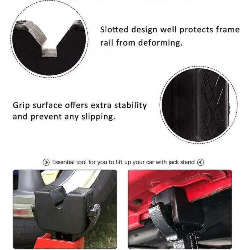 4 Pack Jack Rubber Pad Adapter for Jack Stand Universal Rubber Slotted Frame Rail Pinch welds Protector 2 Types Floor Jack Pad Adapter 1