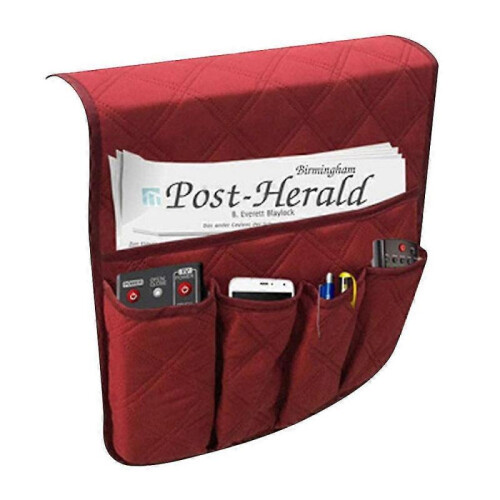 (Wine Red) Sofa Armrest Hanging Storage Bag Remote Snack Tidy Organiser Home 1