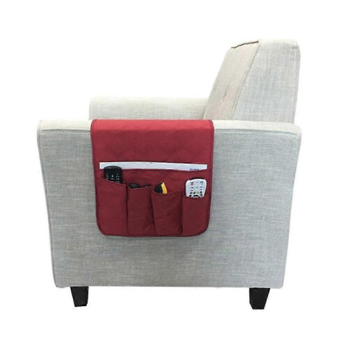 (Wine Red) Sofa Armrest Hanging Storage Bag Remote Snack Tidy Organiser Home 2