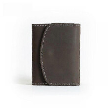 Men's Genuine Leather Small Coin Purse Small Wallet with Zipper Pocket - Dark Brown