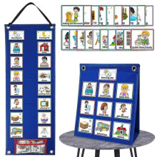 2 In 1 Kids Visual Schedule Calendar Chart Daily Routine Chart with 70 Cards