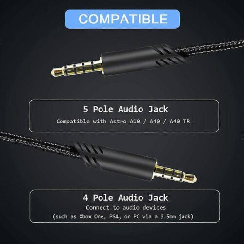 Replacement Headset Cable, for Astro A10/a40 Gaming Headsets 2 Meters 2