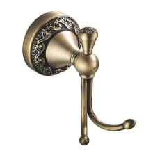 Robe Hook Retro Brass Bathroom Hook 2 Hooks Bathroom Accessory Set Paper Roll Holder Antique Brass Finish Wall Mount Gold Wave