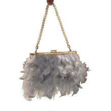Body Purse Shoulder Bag Evening Polse Pearl Chain Strap Bag for Women Girl Ladies Gray
