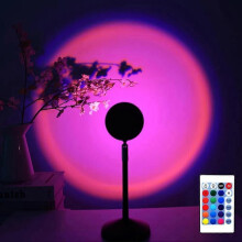 Sunset Projection Light LED Wall Light Remote Control 16 Colors Atmosphere Lamp 180 Degree Rotation USB Charging Visual Ambient Warm or Rainbow Light