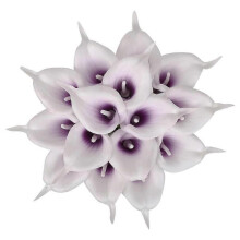 (White Purple)20PCS Artificial Flowers Fake Calla Lily Flower Real Touch Bouquet for Home Garden Office Party Wedding Decoration
