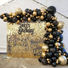 136Pcs DIY Gold and Black Garland Balloons Kits for Birthday Celebration Graduation Wedding Ceremony Anniversary