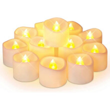 LED Candles, Realistic Tea Lights, LED Tea Lights, Flickering Bright Tealights, Battery Operated, Flameless Candles, White Base, Batteries Included, S