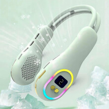 Neck Fan, Wearable Hands Free Bladeless Neck Fan, Colored Light 3 Speed 360 Wind Direction Adjustment USB Neck Fan