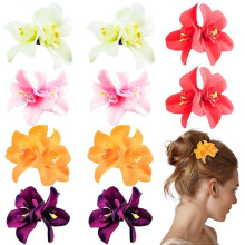 10pcs Bohemian Flower Hairpin, Artificial Flower Hair Clip, Hawaiian Hibiscus Flower Orchid Hairpin for Women Girls Bridal Hair Accessories