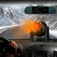 (Black) 12V Portable Car Heater, Car Heater That Plugs into Cigarette Lighter, Car Heater and Defroster with 360 Degree Rotary Base