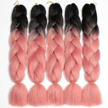 5 Pcs Jumbo Braid Synthetic Hair Hair Braiding Extensions for Crochet Twist Braiding Hair (5pcs, B6 # Black / Pink), Total Length: 120cm