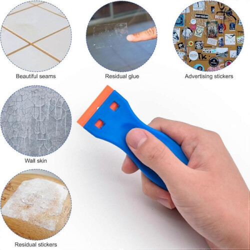 Plastic Razor Blade Scraper Tool, 8pcs Razor Scraper with 100pcs Plastic Blades, Cleaning Scraper Remover for Removal Floor Scraping Labels 2