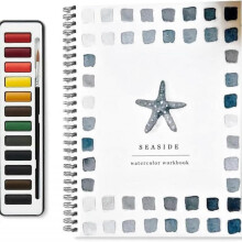 (Seaside) Watercolor Workbook, Beginner-Friendly Watercolor Workbooks, 12 Colors Watercolor Paint Set with Paint Brush