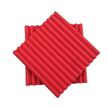 (Fire Retardant, Red) 12 Pcs Sound-absorbing Cotton Triangular Grooves Sound Insulation Proofing Foam Board