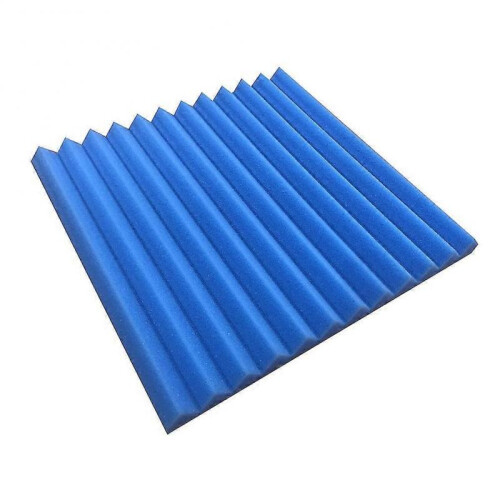 (Fire Retardant,Blue)12 Pcs Sound-absorbing Cotton Triangular Grooves Sound Insulation Proofing Foam Board