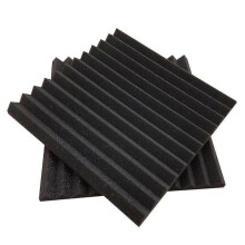 (Fire Retardant, Black) 12 Pcs Sound-absorbing Cotton Triangular Grooves Sound Insulation Proofing Foam Board