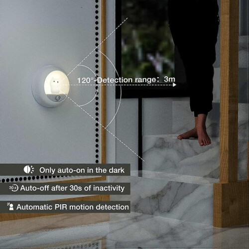 2Pcs LED Night Light with Motion Sensor, USB Rechargeable, Auto On/Off Night Light for Baby Room 1