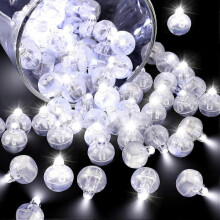 100 Pcs LED Balloon Light White Mini Round LED Balls Lights Small Waterproof LED Ball Lamp for Balloon Paper Lantern Birthday Party Wedding Festival H