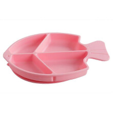 Baby Suction Plate, Kids Silicone Divided Plates, Toddler Plates Children Suction Plate and Utensils Girl Fan Green Fish Sparkle Home