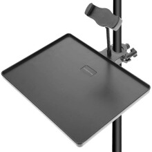 Microphone Stand Plastic Tray with Phone Holder, Mic Stand Clamp-On Rack Tray Holder for Most Mic Stands for Stage Live Streaming