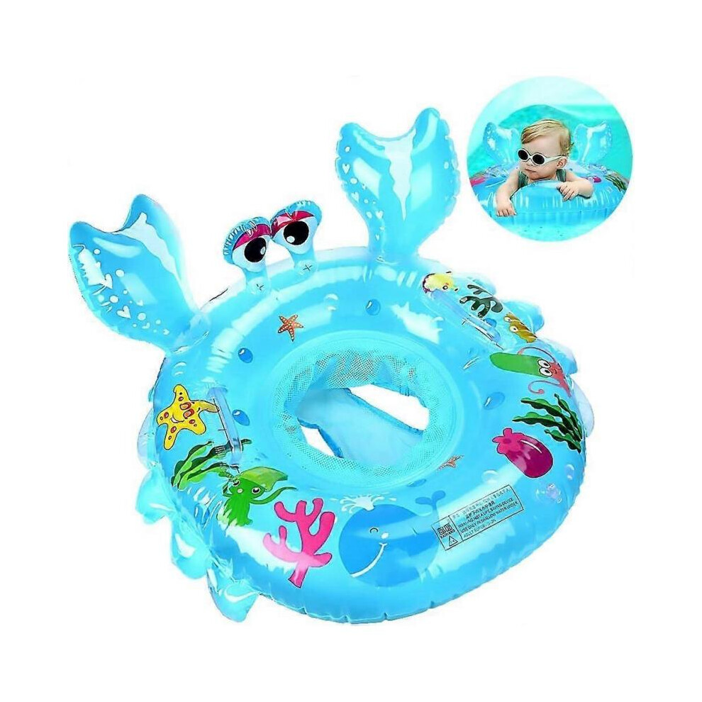 (Blue)Baby Swimming Ring, Inflatable Pool Swimming Ring, PVC Baby Swimming Aid with Safty Seat, for Kids Toddlers Ages 6-36 Months