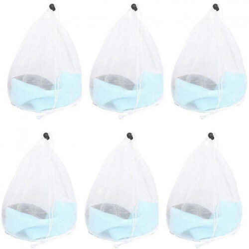 6 Pieces Laundry Bag Washing Machine with Cord Stopper Reusable Large 2