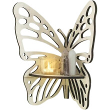 (White) Butterfly Corner Shelf, Wood Floating Shelf, Crystal Display Shelf, Boho Wall Shelves for Bedroom Bathroom Decor Gift