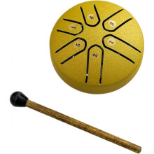 (Gold)Buddha Stones Mini Steel Tongue Drum, 3 Inch Sound Healing Drum Kit, Mini Handpan Drum, 6 Note Worry Free Drum, Handpan Drum