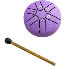 (Purple)Buddha Stones Mini Steel Tongue Drum, 3 Inch Sound Healing Drum Kit, Mini Handpan Drum, 6 Note Worry Free Drum, Handpan Drum