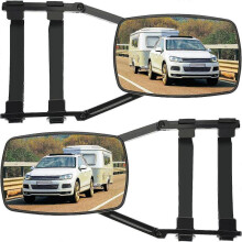 (2Pcs) Universal Clamp-On Towing Mirror 360 Degree Rotation Adjustable Towing Mirror