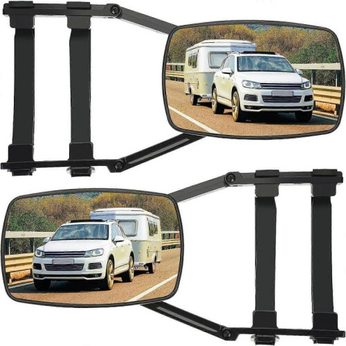 (2Pcs) Universal Clamp-On Towing Mirror 360 Degree Rotation Adjustable Towing Mirror