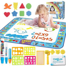 (Letter) Magic Water Drawing Mat, Water Doodles Drawing Pad, Magic Painting Water Mat with Water Pen Tools Accessories for Kids 100 x 80 cm